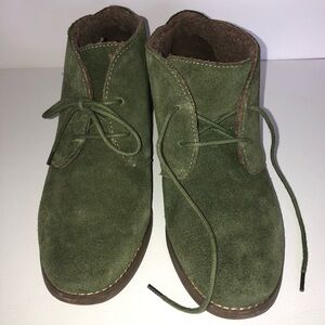 Moss Green Suede Lace-Up Ankle Boots